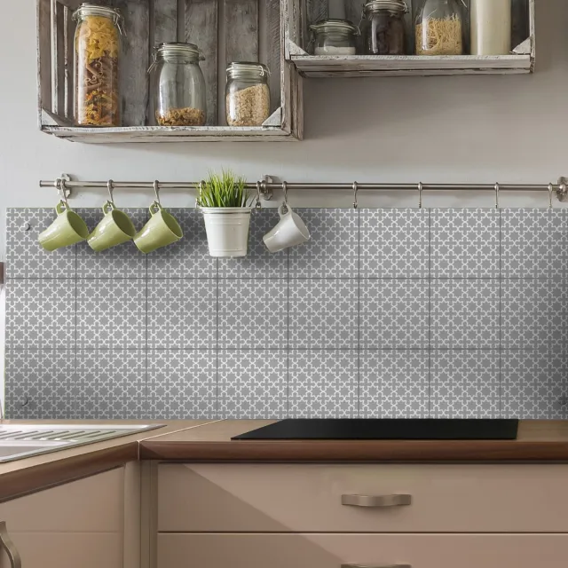 Ambiance Sticker Tegelstickers voor de muur in keuken en badkamer - 9 Oosterse cementtegelstickers Essaouira - 9 stickers 20x20cm Multi color