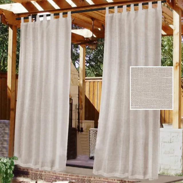 Ynkkvre Buiten Gordijnen – 132x213 cm – Set van 2 – Waterdicht – Met Afneembare Zelfklevende Lip voor Eenvoudig Ophangen – Antislip – Natuurlijke Kleur Beige