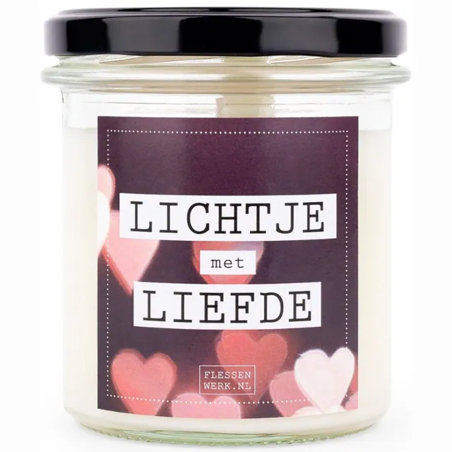 Flessen werk Kaars groot - Lichtje met liefde Wit
