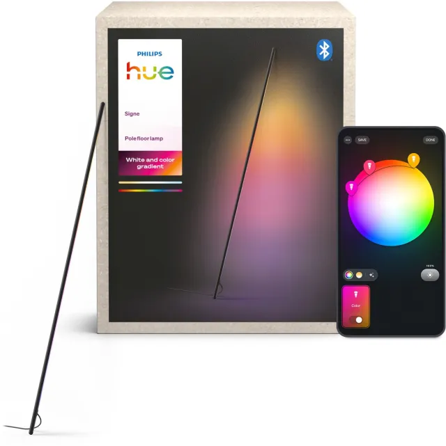 Philips Hue Signe - Tube Vloerlamp - zwart aluminium - aanpasbaar wit en gekleurd licht - slimme verlichting