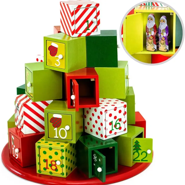 Famanu Herbruikbare adventskalender met 24 deuren voor kerstdecoratie en DIY-projecten Zwart