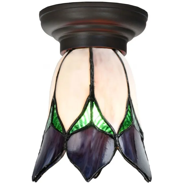 Coloured by Art Tiffany Plafonnière Small Lovely Flower Purple - Art Deco Trade Paars