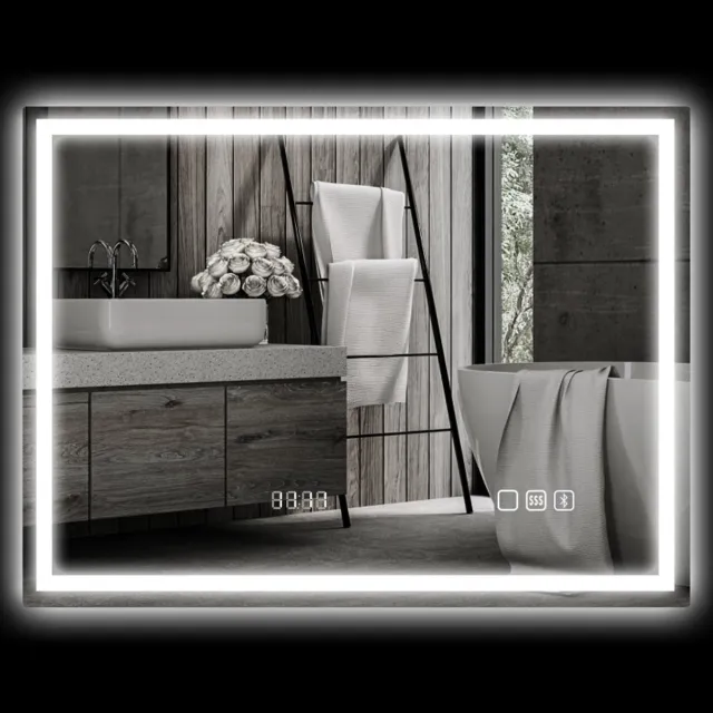 REDOM Badkamerspiegel Met Verlichting En Bluetooth - Condensvrij - Touchbediening - Glas - Zilver