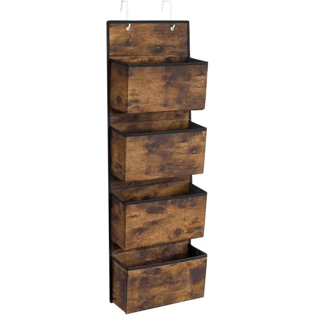 Klarven Hangrek Vintagebruin - Hangrek Keuken - Hangrek Deur - Hangrek Keukengerei - Opvouwbaar - 4 Vakken, Draagvermogen 5 kg