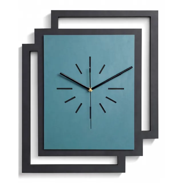 Ornament Handgemaakte Grote Houten Wandklok – Modern Minimalistisch Design, Rechthoekig Verticaal, Geruisloos, Zonder Tikkend Geluid – Voor Woonkamer, Slaapkamer, Keuken – Unieke Wanddecoratie, Industrieel Design & Stil Uurwerk, zwart en groen zwart - donkergroen