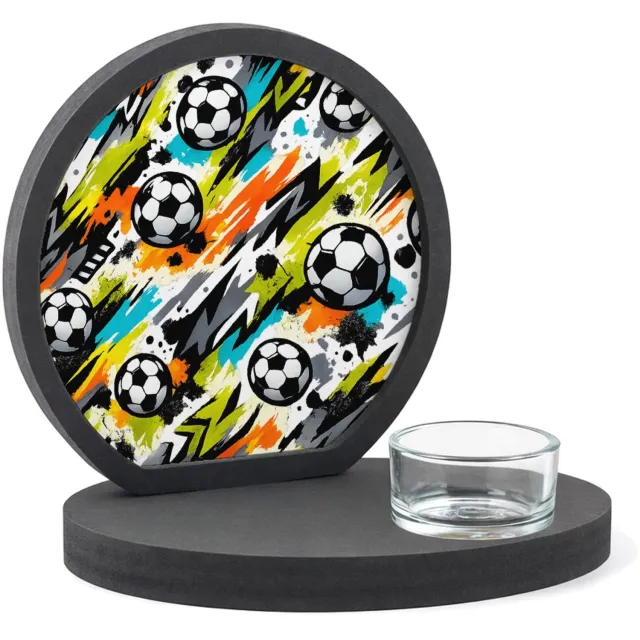 Mr Cadeautjes MDF inleg theelichthouder ~8 cm - design Neon basketbal-energieprint met dynamische beweging en score | cadeau Wit
