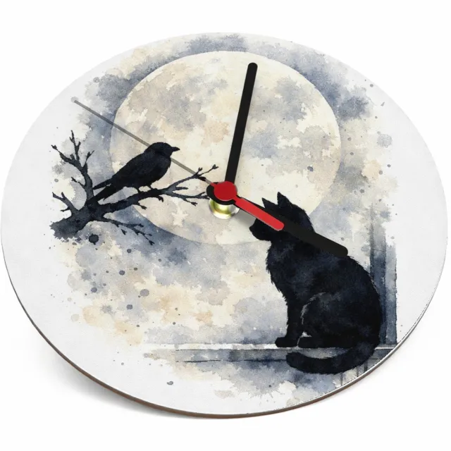 Mr Cadeautjes Klok rond Ø 19 - design Een donker, elegant natuurbeeld met een andere hoofdvorm en | cadeau Wit