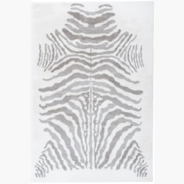 Padiro knus hoogpolig vloerkleed 120 x 160 cm - lichtgrijs - karaktervolle zebraprint - voor vloerverwarming - van polyester en katoen