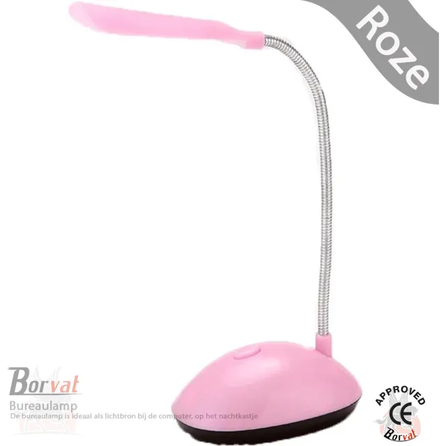 Borvat® Verstelbare LED bureaulamp - Dimbaar - Met flexibele hals - Luxe leeslamp met arm - Bedlamp draaibaar - Flexible Desk Light - Roze