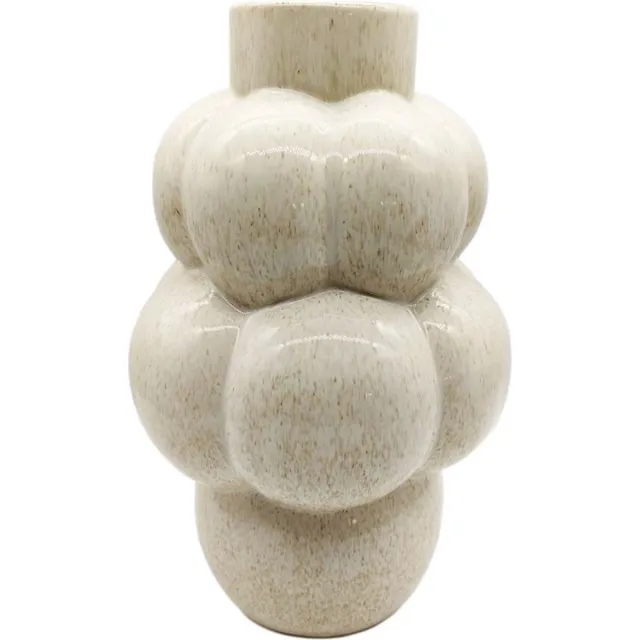 homebound by ky Aardewerk vaas bubbles beige | 20,5x20,5x32,5cm | bloemenvaas aardewerk Off-white