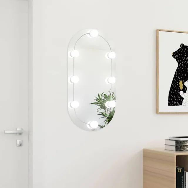 vidaXL Spiegel met LED-verlichting ovaal 80x40 cm glas Zilver