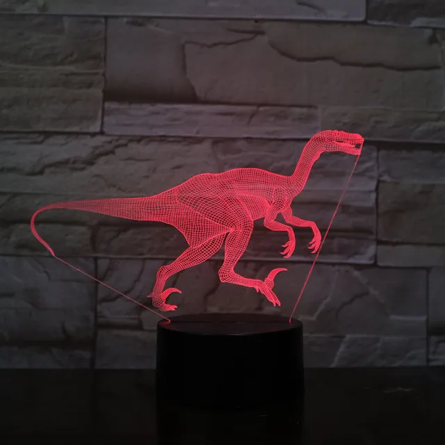MC Living 3D Led Lamp Met Gravering - RGB 7 Kleuren - Dinosaurus