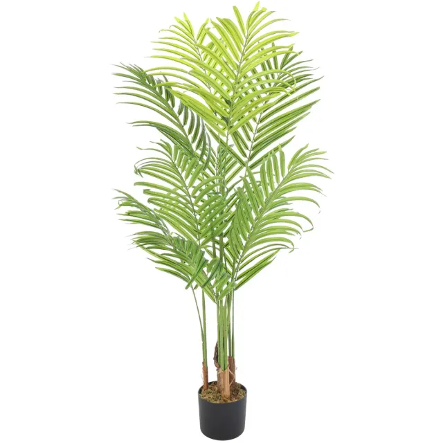 Kunstpalm Kunst Arecapalm 125 cm – Volle Tropische Palm – In Pot – Groene Binnenplant Lichtgroen