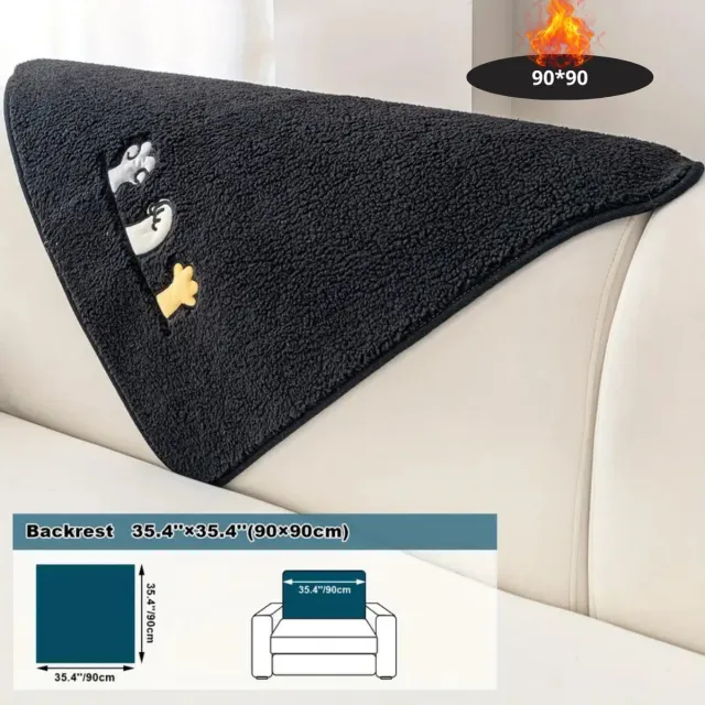 Livano Bankhoes - Bankbeschermer - Stretch - Sofa Cover - Pluche - Zwart - Rugleuning 90x90