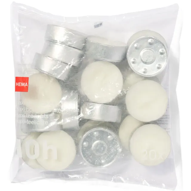 HEMA Maxi Theelichten 10 Branduren - 20 Stuks
