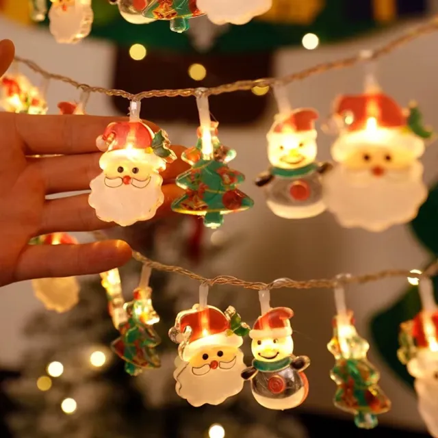 Wantohave Kerstverlichting op Batterijen met Kerstfiguren - Lichtsnoer 1.5 Meter - 20 LED - Warm Wit - Wantohave