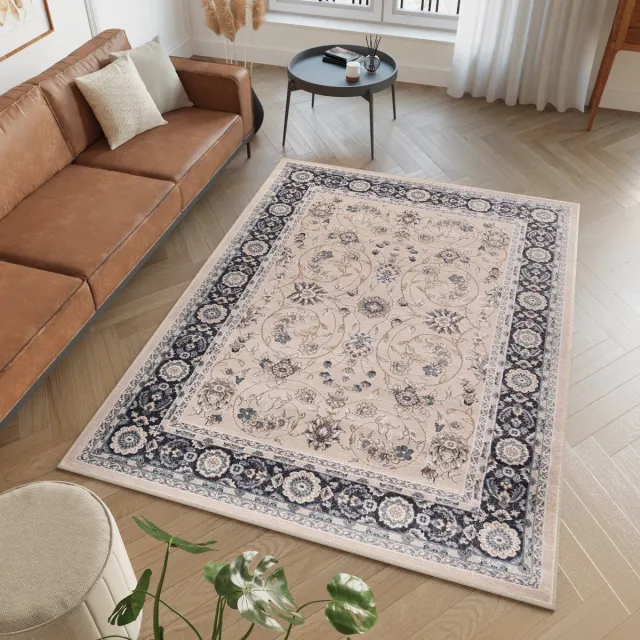 Tapiso Colorado Vloerkleed Beige Zwart Modern Oriental Tapijt Maat- 250x350
