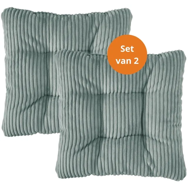 Sleepling stoelkussen, 38 x 38 cm, set van 2, ribfluweellook, zachte bekledingsstof, zitkussen in turquoise turquoise - cord