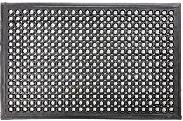 ANRO Rubberen deurmat Zwart 60x90 cm - Ringmat - Antislip