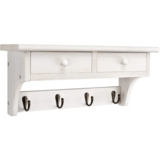 Ibenzoa Charmante Wandgarderobe Met Rustieke Houten Details En Praktische Opbergruimte Voor Elke Kamer Vintage wit