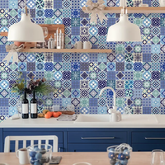 Ambiance Sticker Zelfklevende tegelmuurstickers voor keuken en badkamer - 60 Cindito Azulejos tegelstickers - 60 stickers 20x20cm Multi color