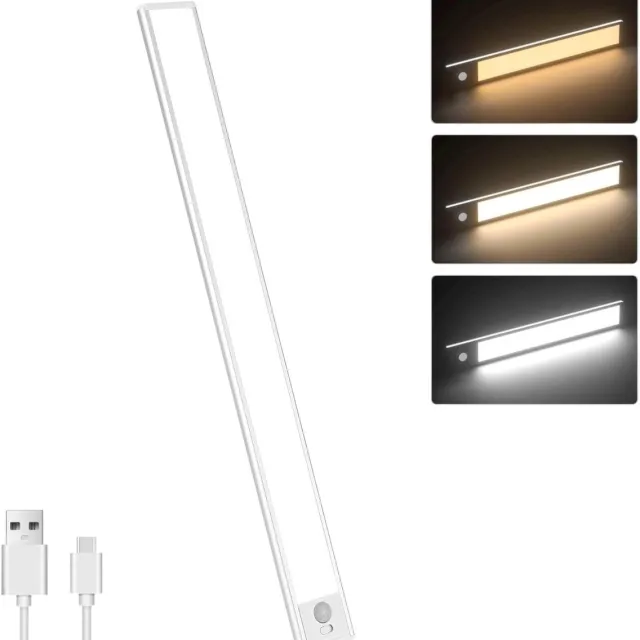 LIXIN LED Kastverlichting - 40cm - Met bewegingssensor - USB-C Oplaadbaar - Dimbaar - Magnetisch - 3 Kleurtemperaturen - Draadloos - Kastverlichting op Batterij Warm wit licht