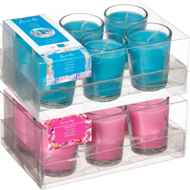 Arte r Arte regal geurkaarsen set - 6x orchidee - 6x zeebries - in glas - 8 branduren Aqua