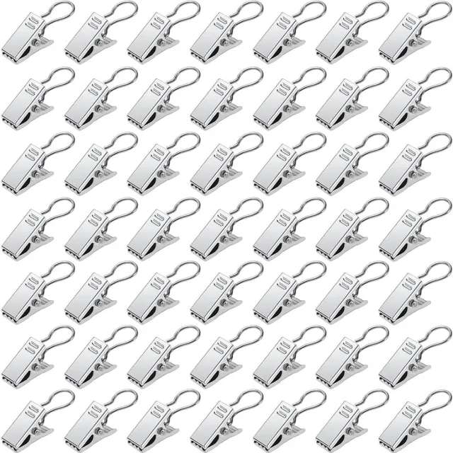 OEMG 50 stuks metalen gordijnclips, roestvrijstalen gordijnclips, decoratieve gordijnclips, ophanghaken, voor slaapkamer, badkamer, huisdecoratie, zilver Veelkleurig