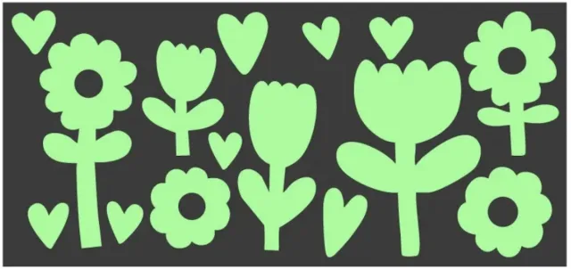 GLOPLAY Mini Series Collaboration with Steph Stilwell - The Brightest Glow in The Dark Wall Stickers “Floral Fun by Steph Stilwell" - Package size: 11x51cm 17gr