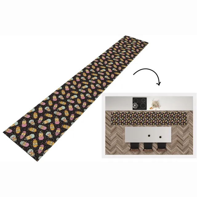 KitchenYeah Keukenloper - Keukenmat - Patronen - Baard - Gezicht - 360x60 cm - Keuken vloerkleed Multicolor