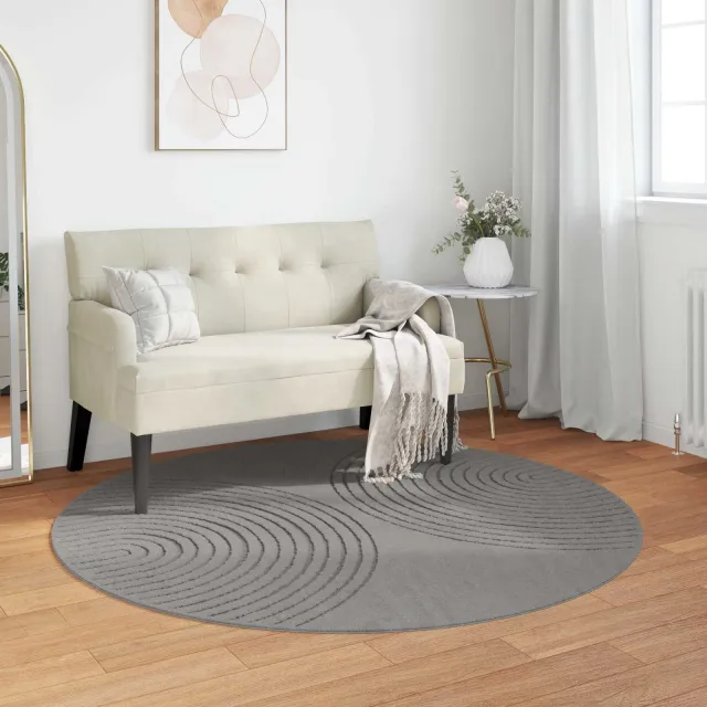 vidaXL Binnen kleed GALATI Grijs Ø 120 CM Polyester, foto 2