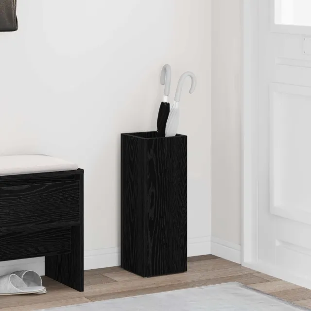 vidaXL Paraplu Standaard Zwart Eiken 20 x 20 x 55,5 cm Bewerkt hout
