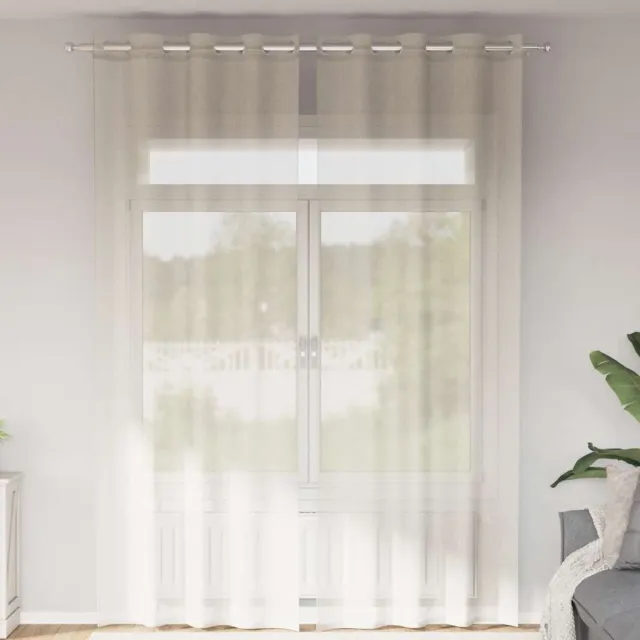 vidaXL Gordijnen voile met doorvoertules 2 st 140x260 cm crèmekleurig