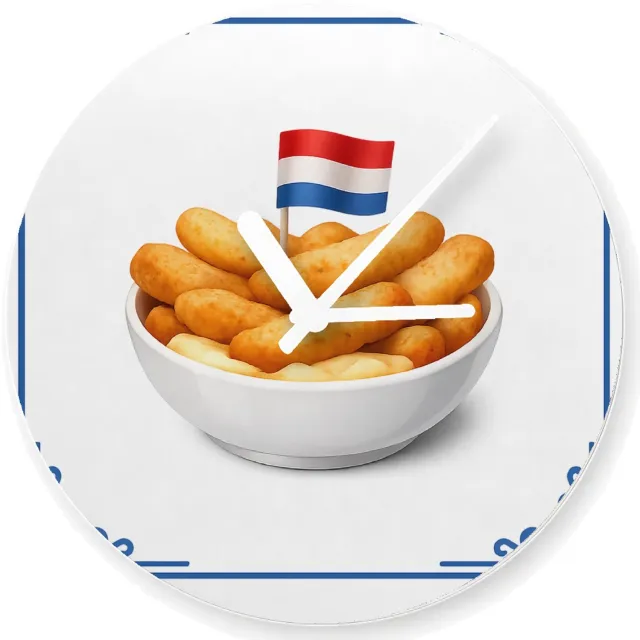 Mr Cadeautjes Glazen klok Ø 20 - design Keukenhumor rond een andere populaire snack, met eenzelfde p | cadeau Wit