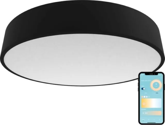 Gologi Slimme Plafondlamp Zwart - Plafondlampen - Smart LED RGB - Industrieel - Plafonniere - Slaapkamer & Woonkamer - Plafondlamp zwart - 30cm