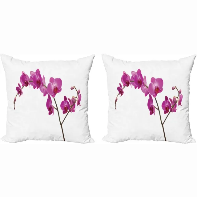 ABAKUHAUS Magenta Kussensloopset (2 stuks), Wilde Orchideeënblaadjes, 50 cm, Violet