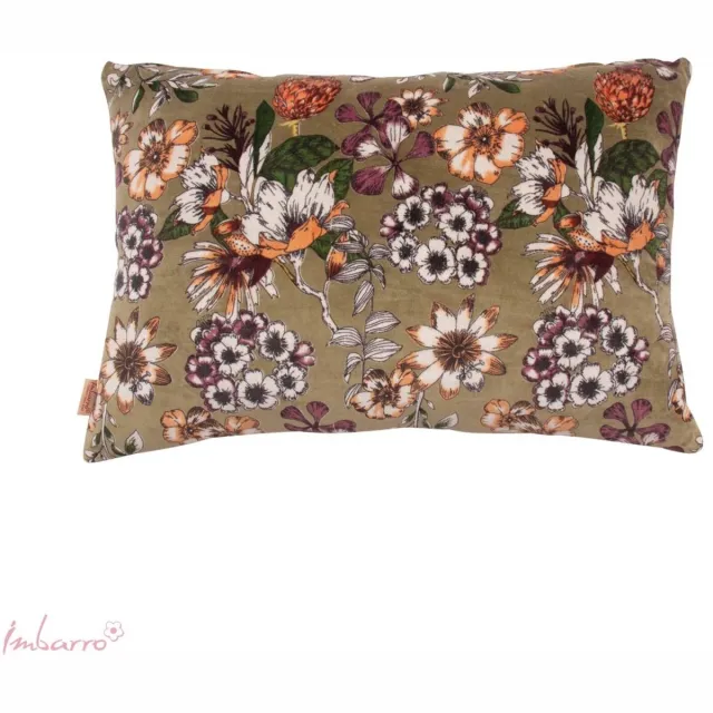 Imbarro Home & Fashion Imbarro - Sierkussen - Kussen - Essence - Green- Velours - Groen - Bloemenprint - 40x60cm