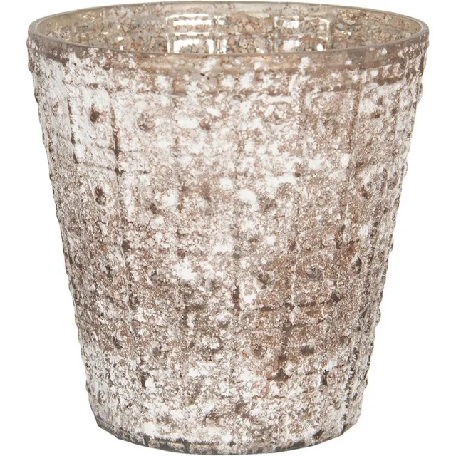 Clayre & Eef Theelichthouder Ø 13x14 cm Bruin Glas Rond Waxinelichthouder