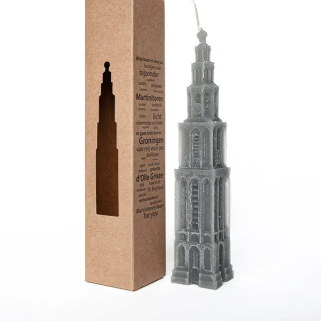 Kaarsen van Torens Martinitoren kaars Groningen - 22 cm - grijs