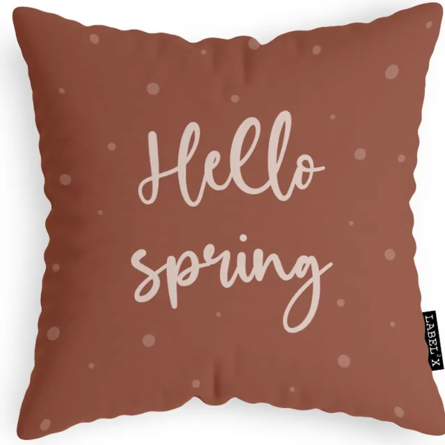 Label2X Sierkussen - Hello Spring - Multicolor - 50 Cm X 50 Cm black