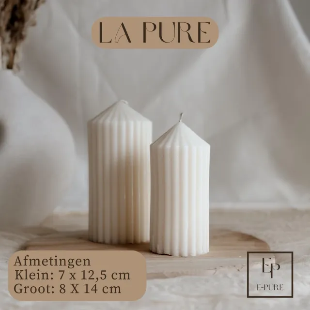 E Pure Candles Handgemaakte Stompkaars - La Pure Klein Wit/Créme