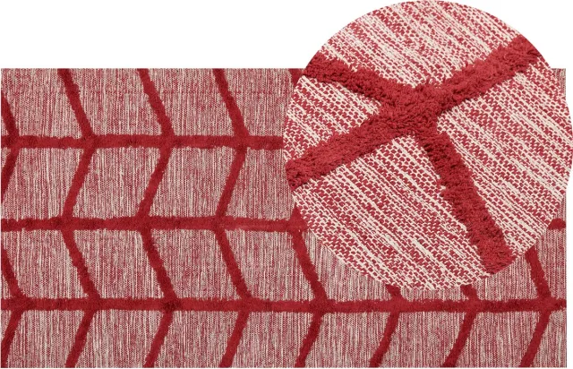 Beliani SIVAS - Laagpolig vloerkleed - Rood - 80 x 150 cm - Katoen