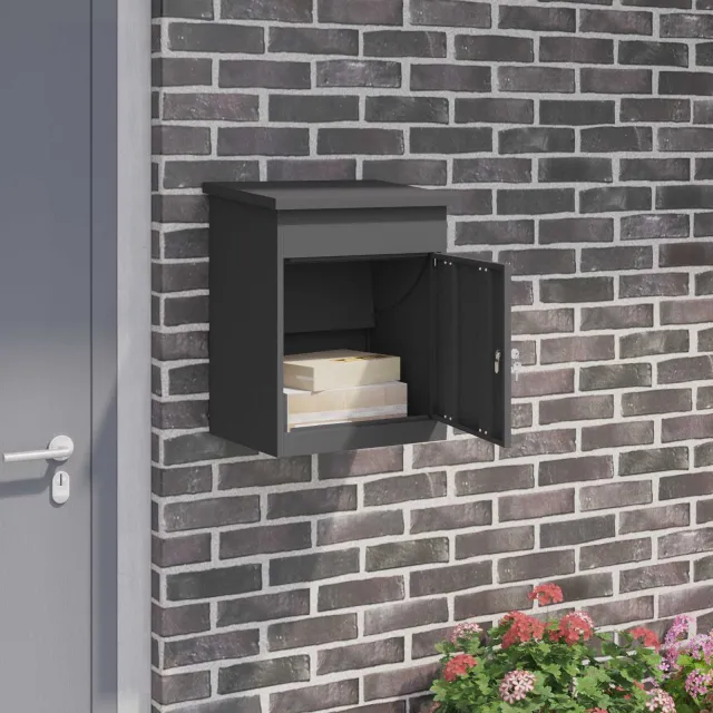 vidaXL Pakket inwerp box met opslag Zwart 47,5 x 38 x 59 cm Staal