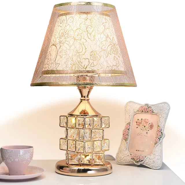 ibettertec Tafellamp met Verlichte Kristallen Voet - Goud Gouden