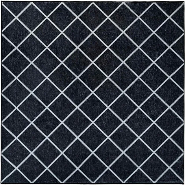 vidaXL Tapijt - ORIZ - Zwart - diamantpatroon - 160 - x - 160 - cm - 100% - Polyester Zwart diamantpatroon