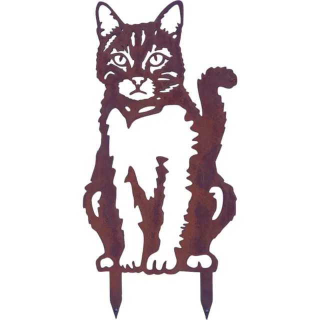 rusty friends Metalendier -Tuinbeeld - Kat - Poes - Cortenstaal - 40 x 23 - NL Fabrikaat Zittende kat bruin