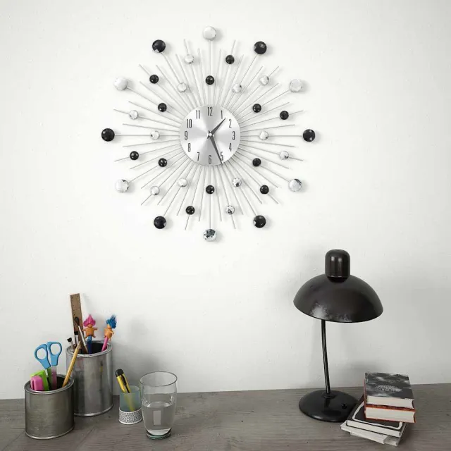 vidaXL Wandklok met quartz-mechanisme 50 cm modern ontwerp zilver, foto 2