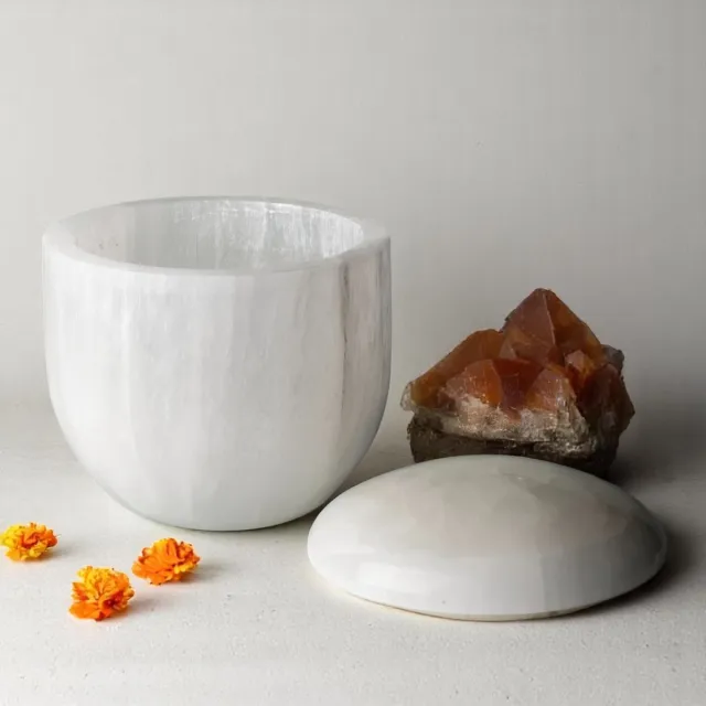 DEVA Loves Seleniet schaal met deksel | Reiniging & Opladen - 10cm - Deva Loves Wit