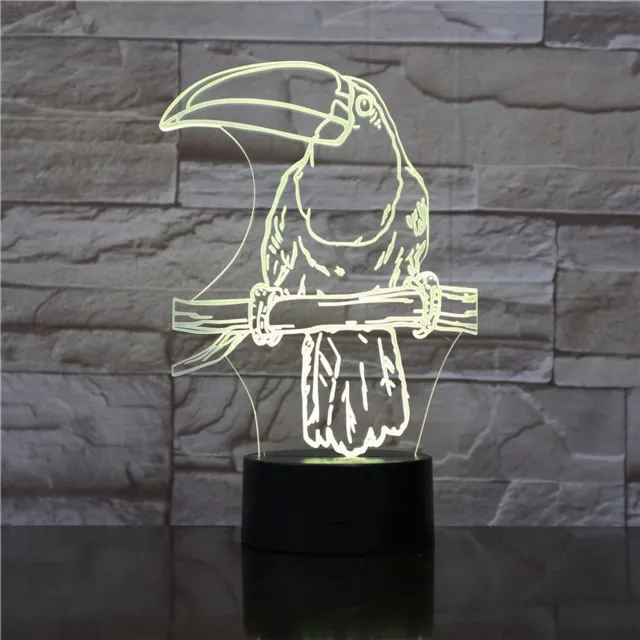 MC Living 3D Led Lamp Met Gravering - RGB 7 Kleuren - Papegaai