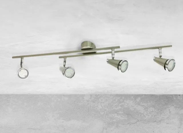 Trango 4-lichts LED plafondlamp 2992-42SD *NOAH* in nikkel mat & chroom incl. 4x 5 Watt 3-traps dimbaar GU10 LED lamp - plafondspot - woonkamerlamp draaibaar en draaibaar 4-vlams nikkel mat